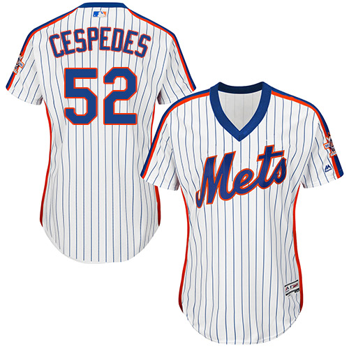 Mets #52 Yoenis Cespedes White(Blue Strip) Alternate Women's Stitched MLB Jersey